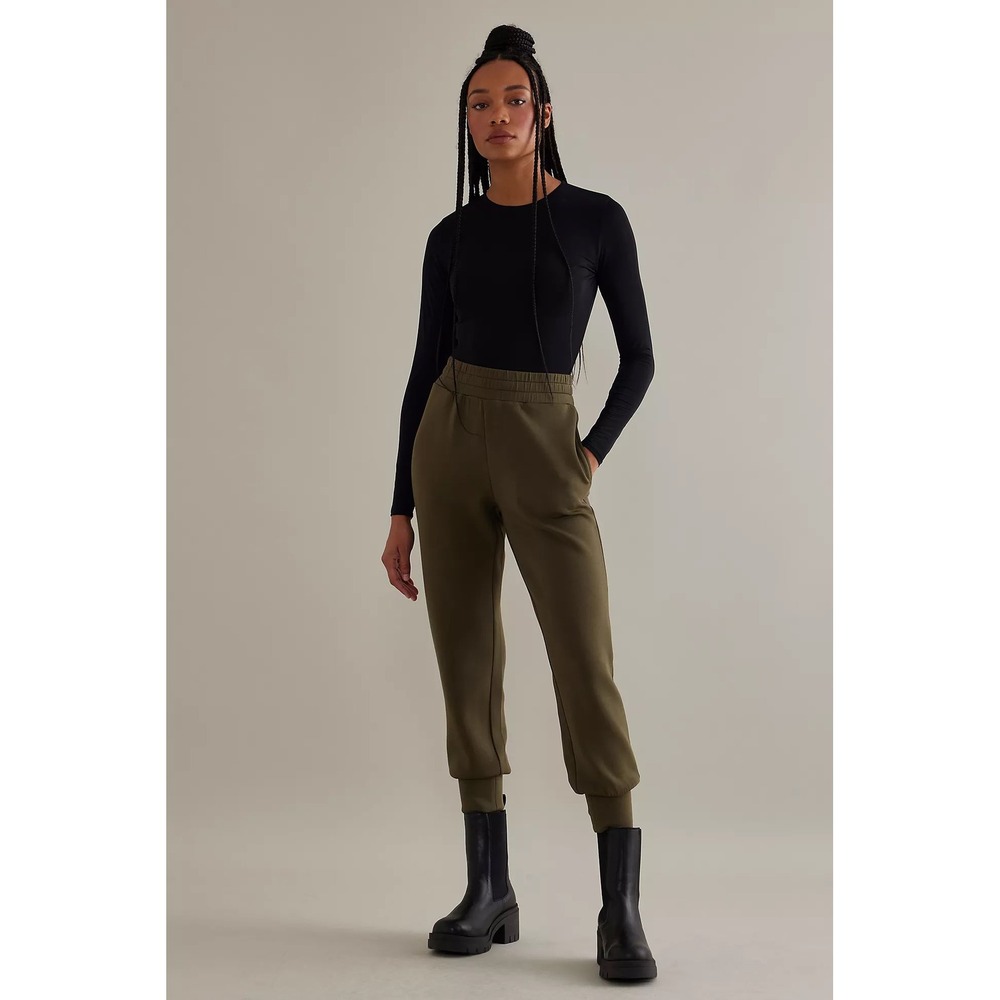 Varley The Slim Cuff Jersey Joggers Olive Green Medium High Rise Sweatpants